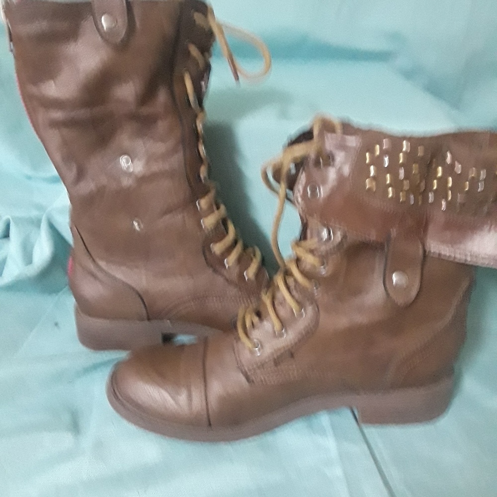 Justice lace up studded boots, 6M